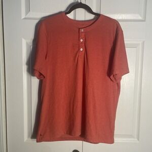 UNTUCKit Jericho Shirt Men Red Henley Short Sleeve Cotton Blend Casual Tee 40028
